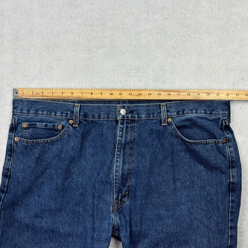Levis 505 Mens 44x30 Regular Fit Straight Leg Medium Wash Blue Denim Jeans 44